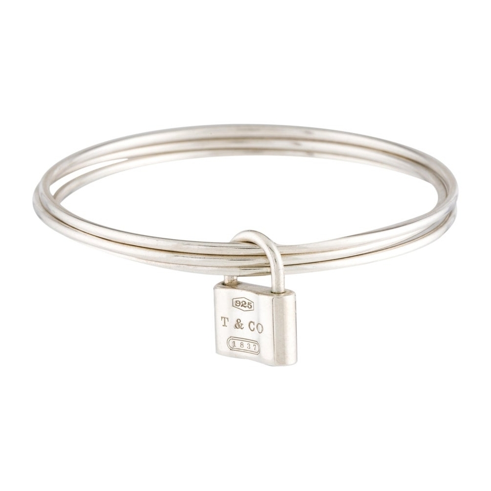 Tiffany & Co. Silver Double Bangle with Lock Charm